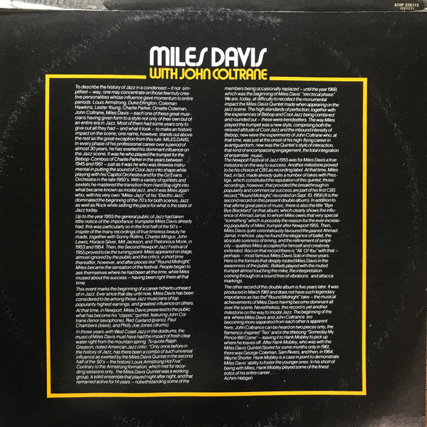 Miles Davis With John Coltrane : Miles Davis With John Coltrane (2xLP, Comp)