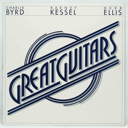 Album cover with 'Great Guitars' text and names of musicians on a light blue background
