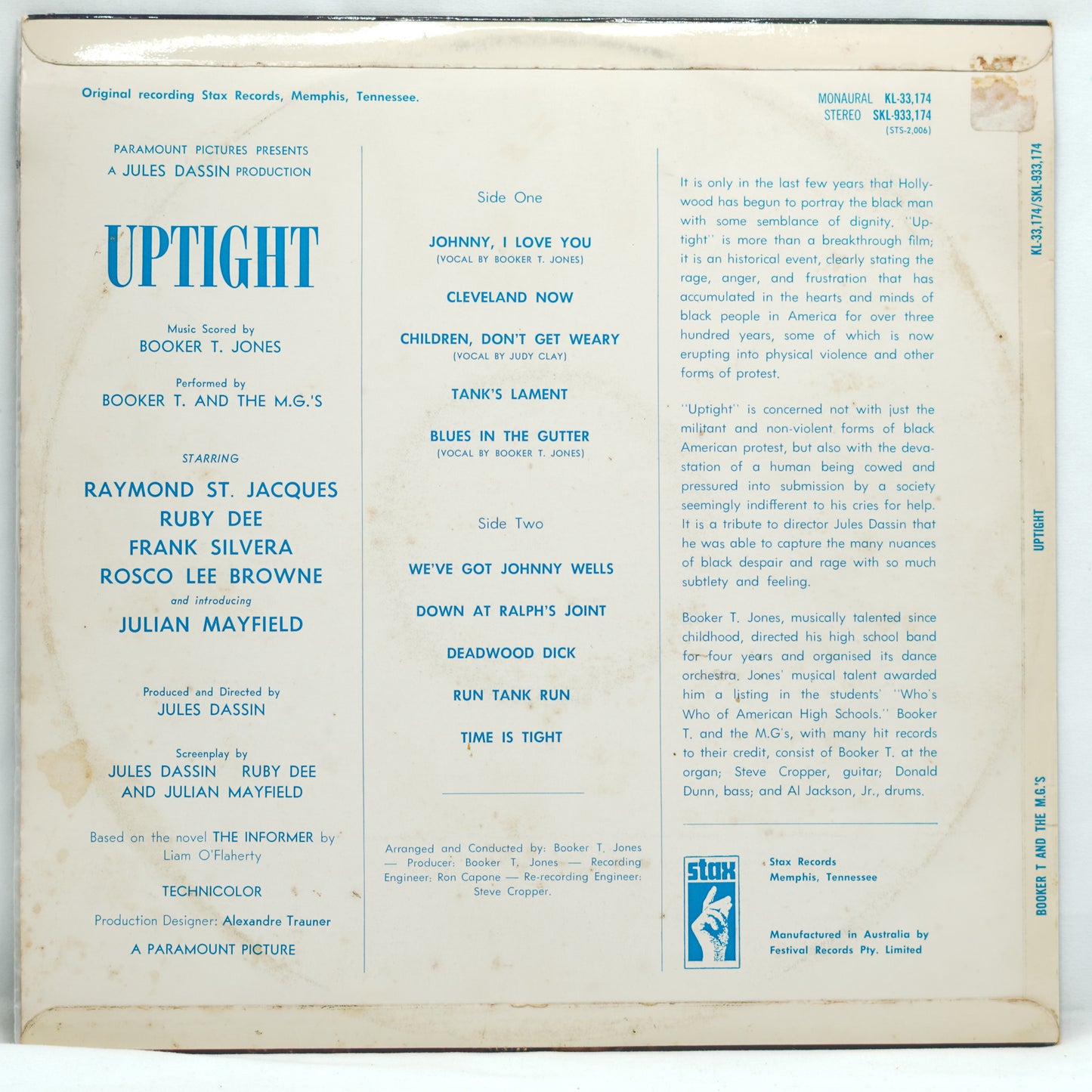 Booker T And The M.G.'s – Up Tight (Music From The Score Of The Motion Picture)