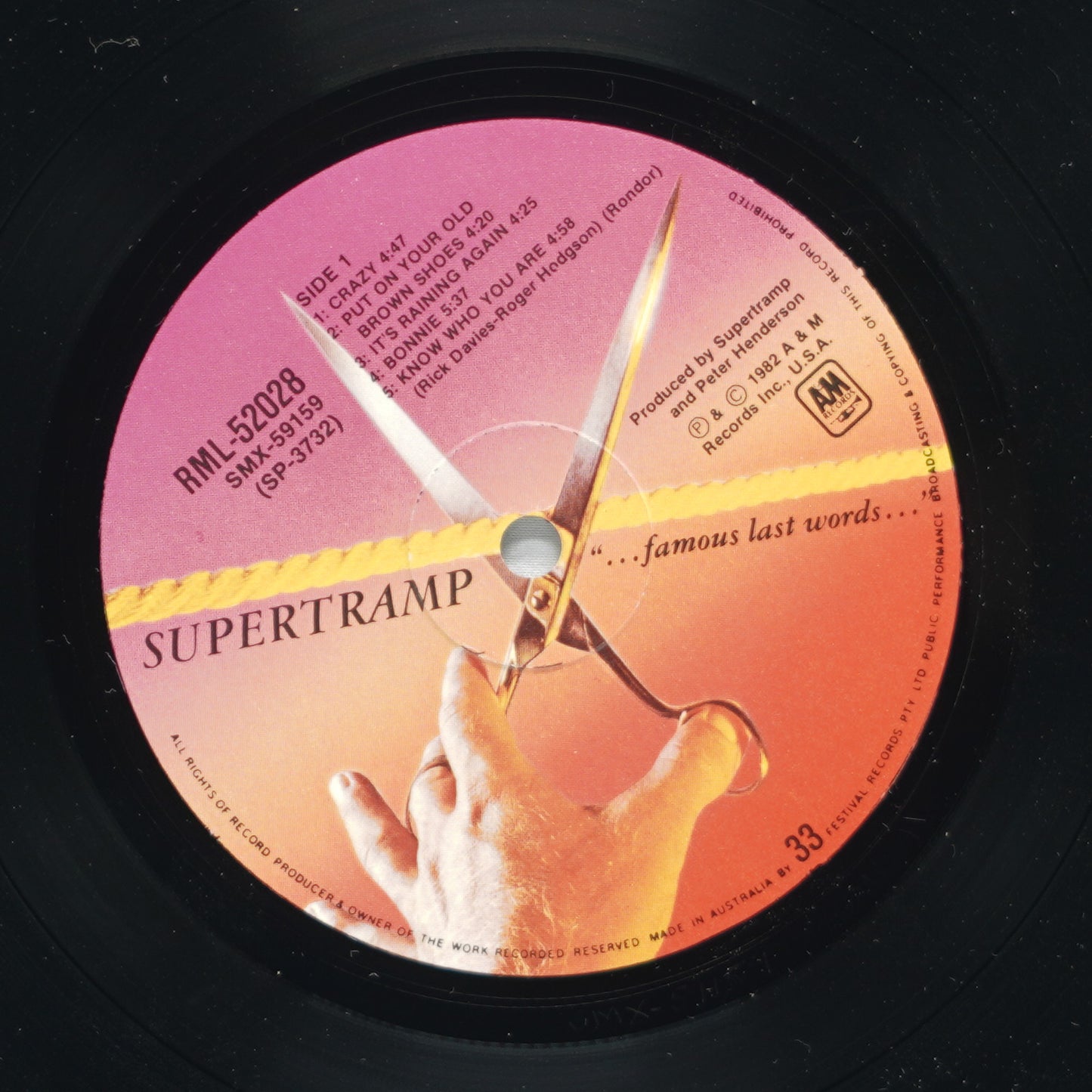 Supertramp ‎– "...Famous Last Words..."