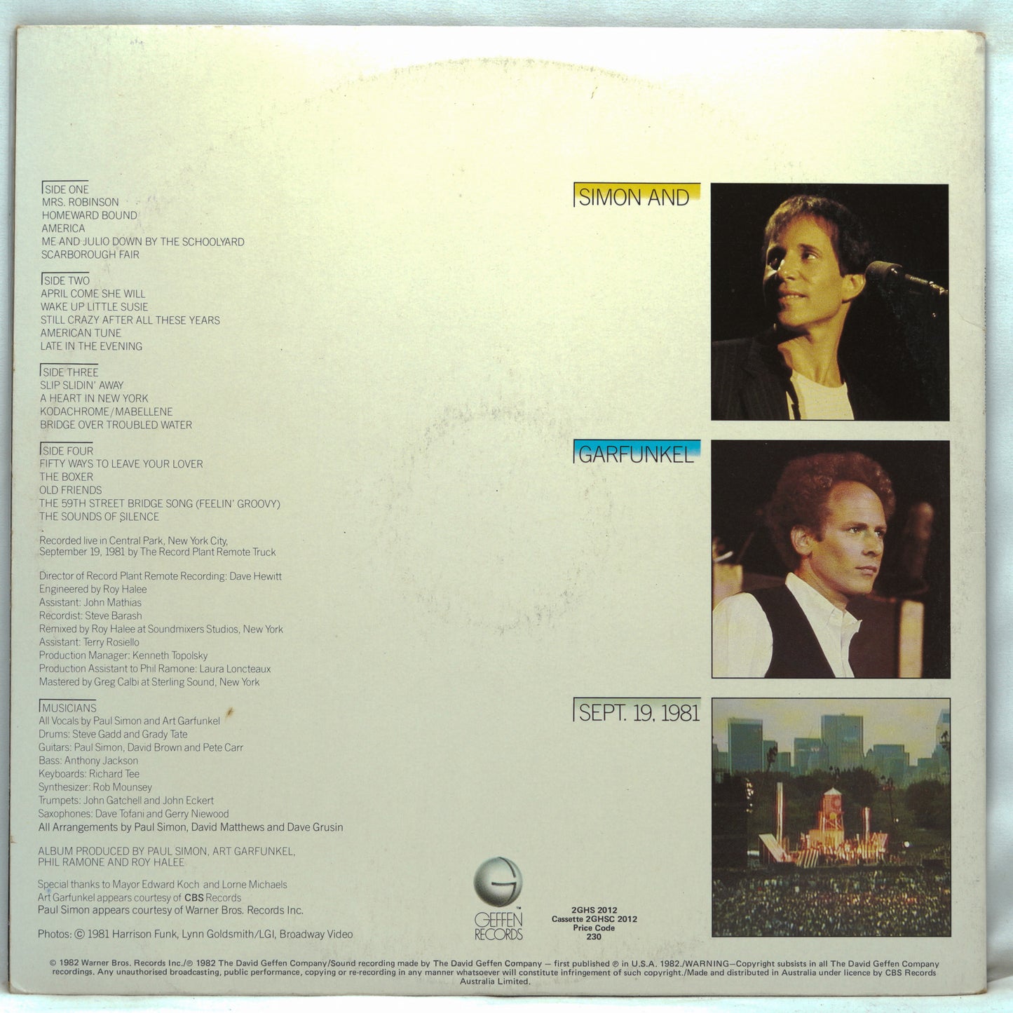 Simon & Garfunkel ‎– The Concert In Central Park