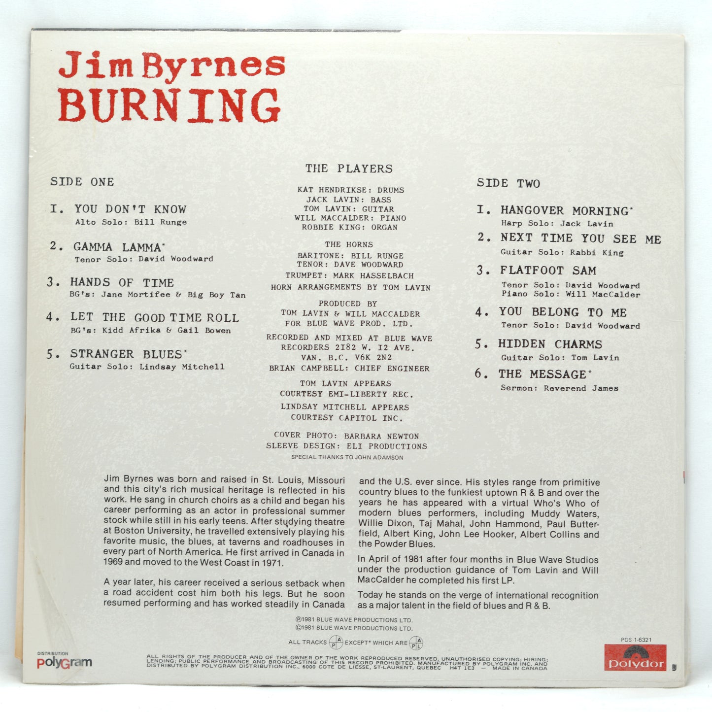 Jim Byrnes ‎– Burning