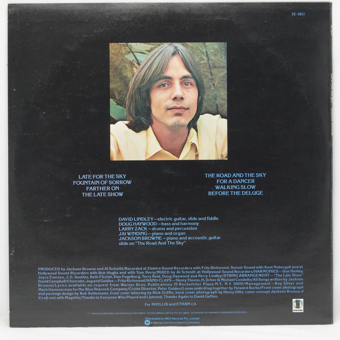 Jackson Browne ‎– Late For The Sky