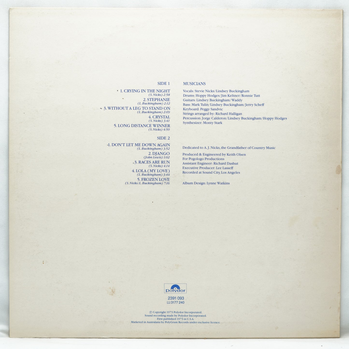 Stevie Nicks & Lindsey Buckingham ‎– Nicks & Buckingham