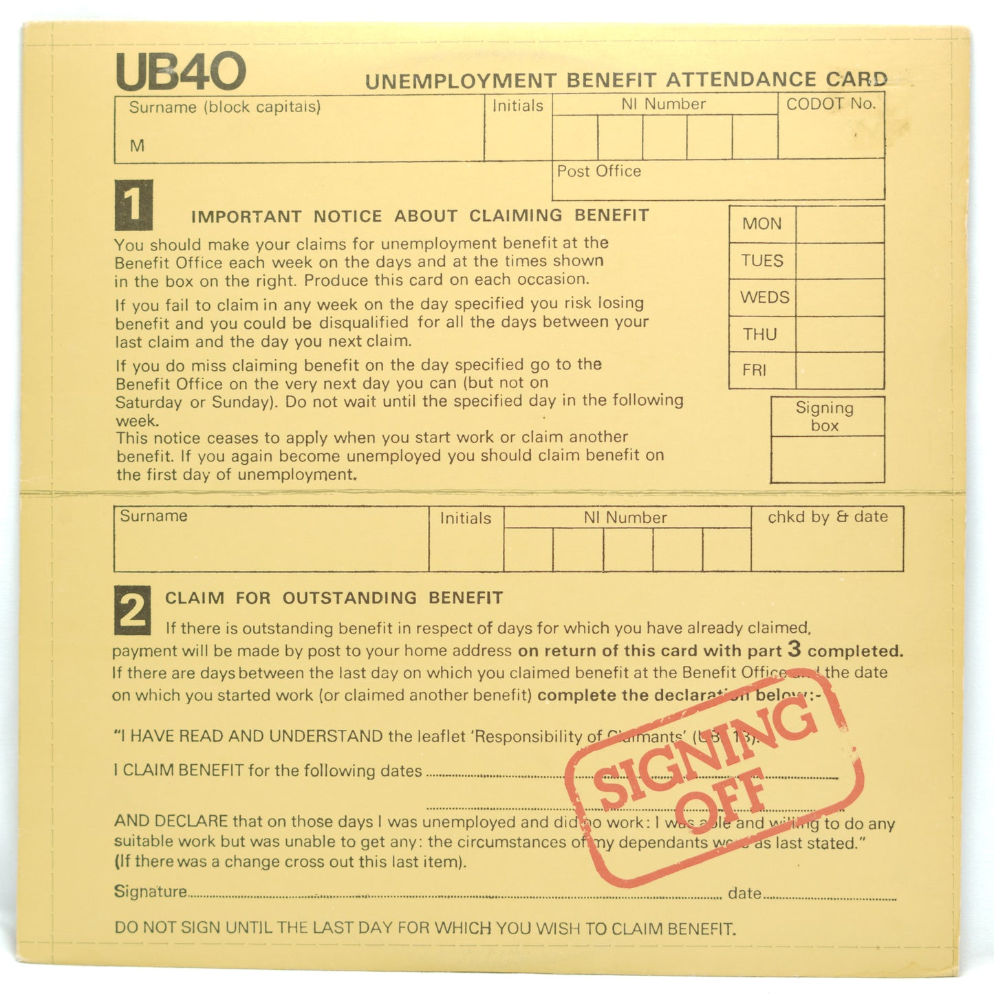 UB40 ‎– Signing Off