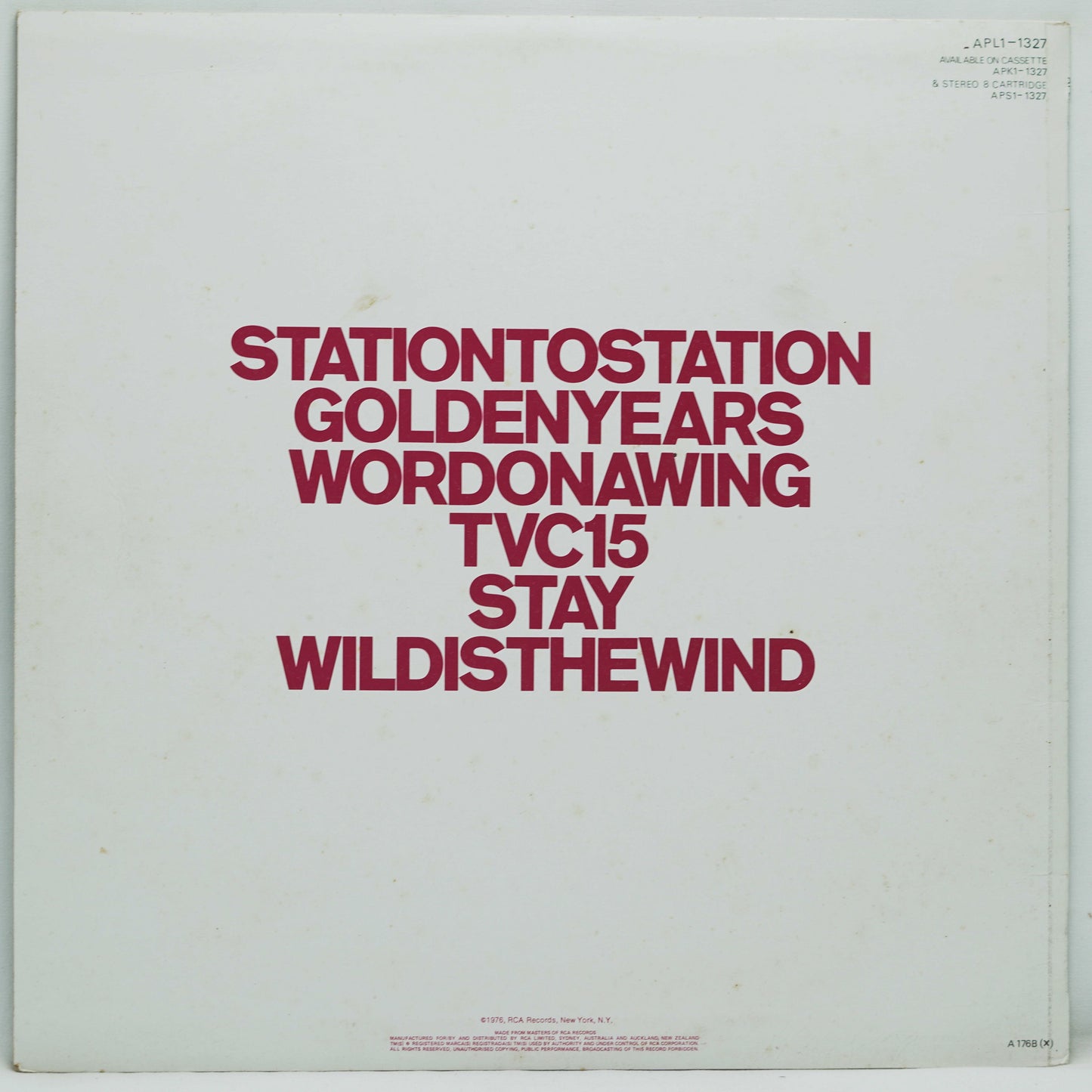 David Bowie ‎– Station To Station