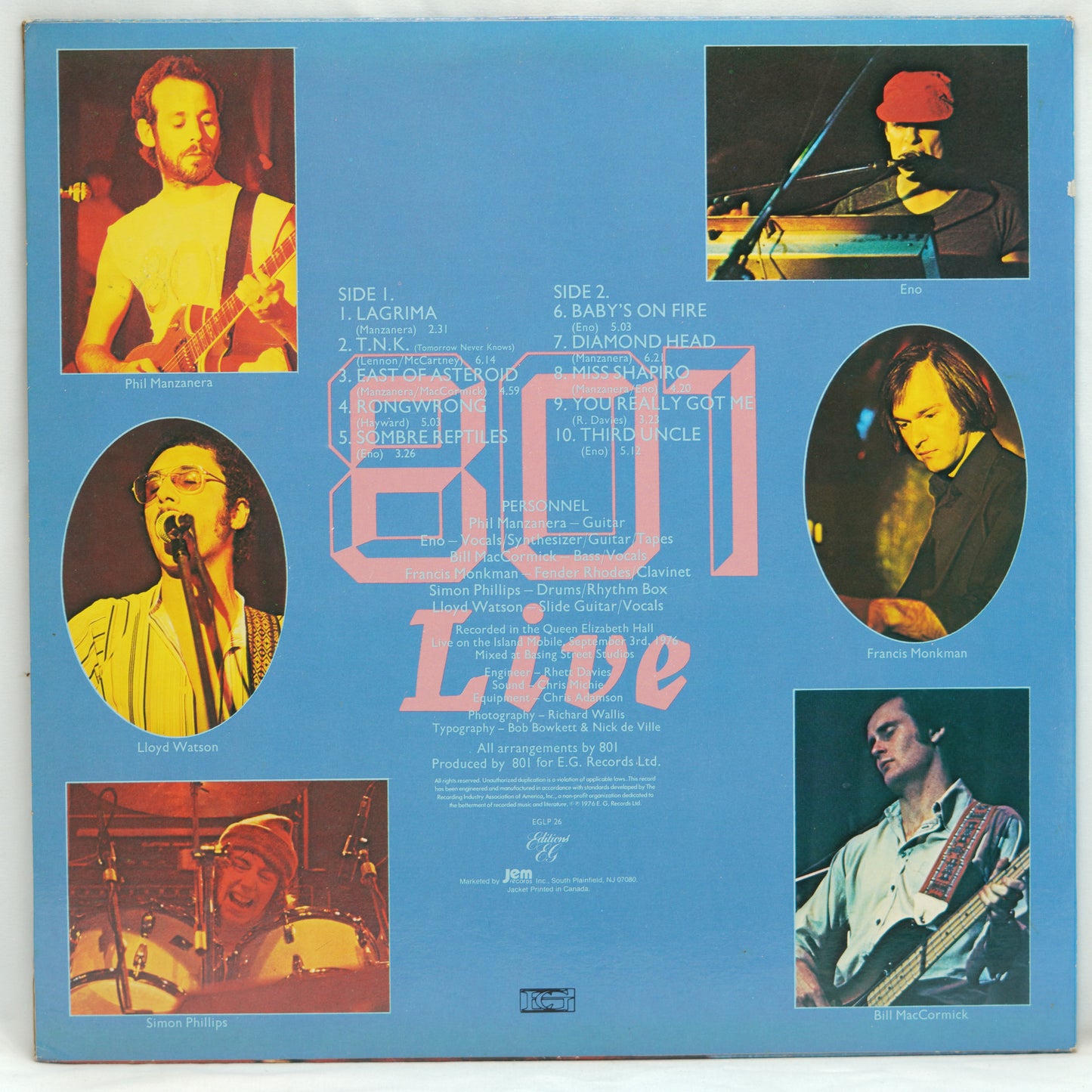 Phil Manzanera / 801 ‎– 801 Live