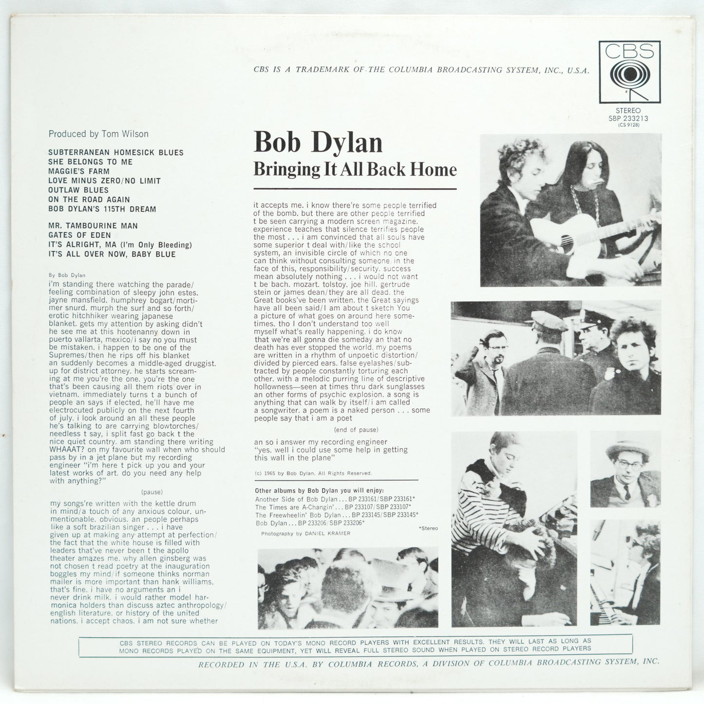 Bob Dylan ‎– Bringing It All Back Home