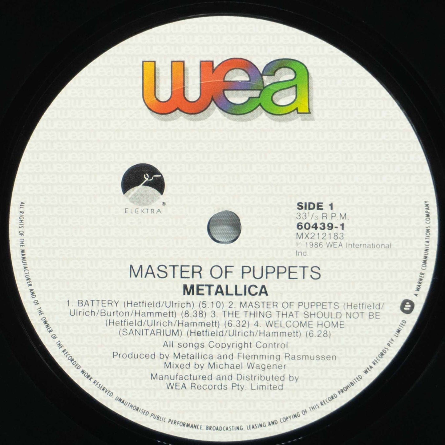 Metallica ‎– Master Of Puppets