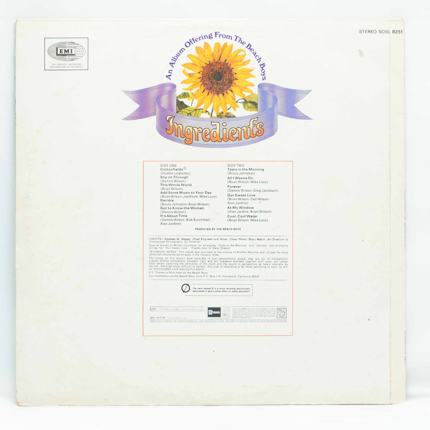 The Beach Boys ‎– Sunflower