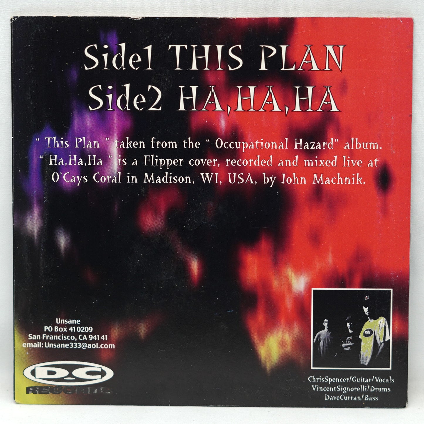 Unsane ‎– This Plan Australian Tour Single
