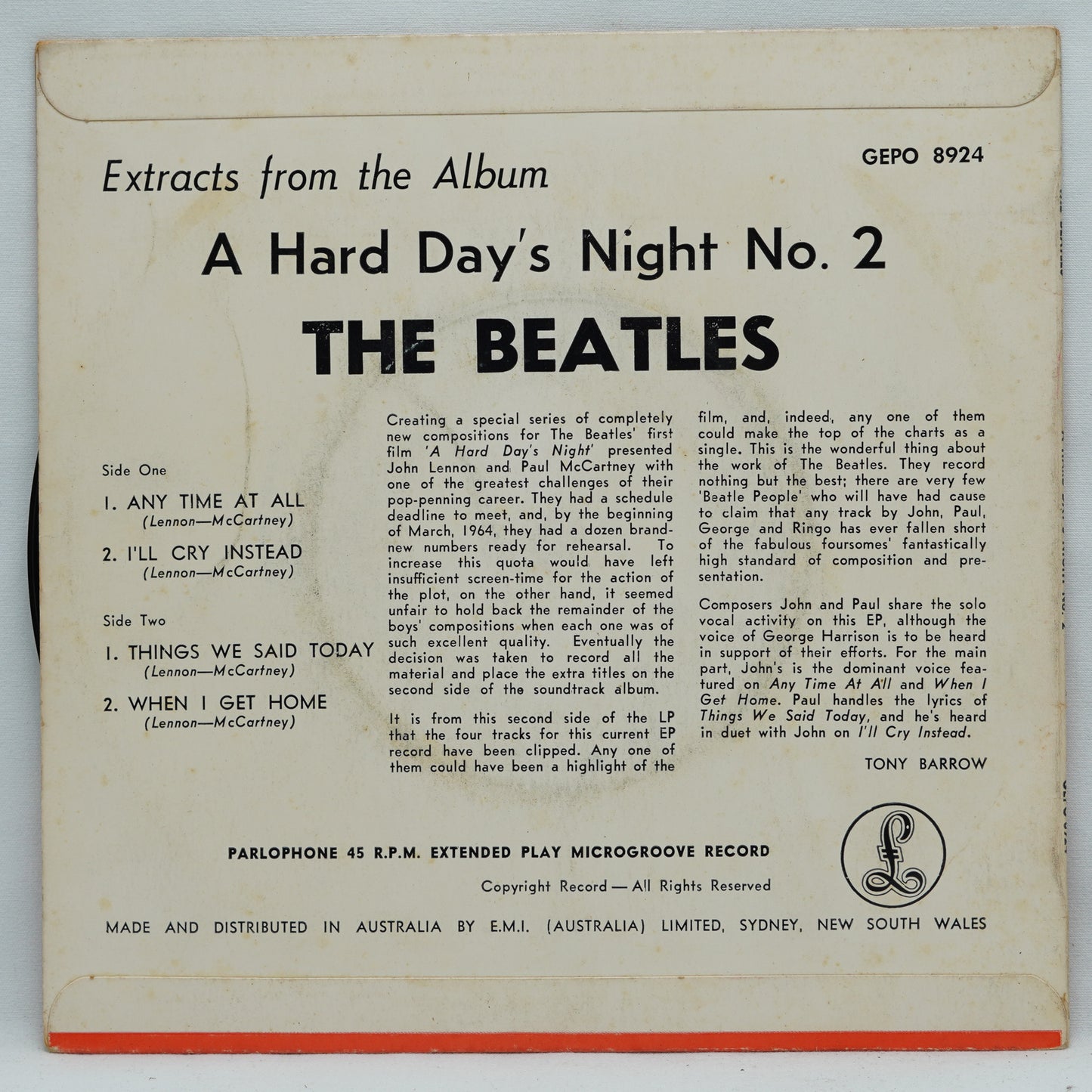 The Beatles – Extracts From The Album A Hard Day's Night