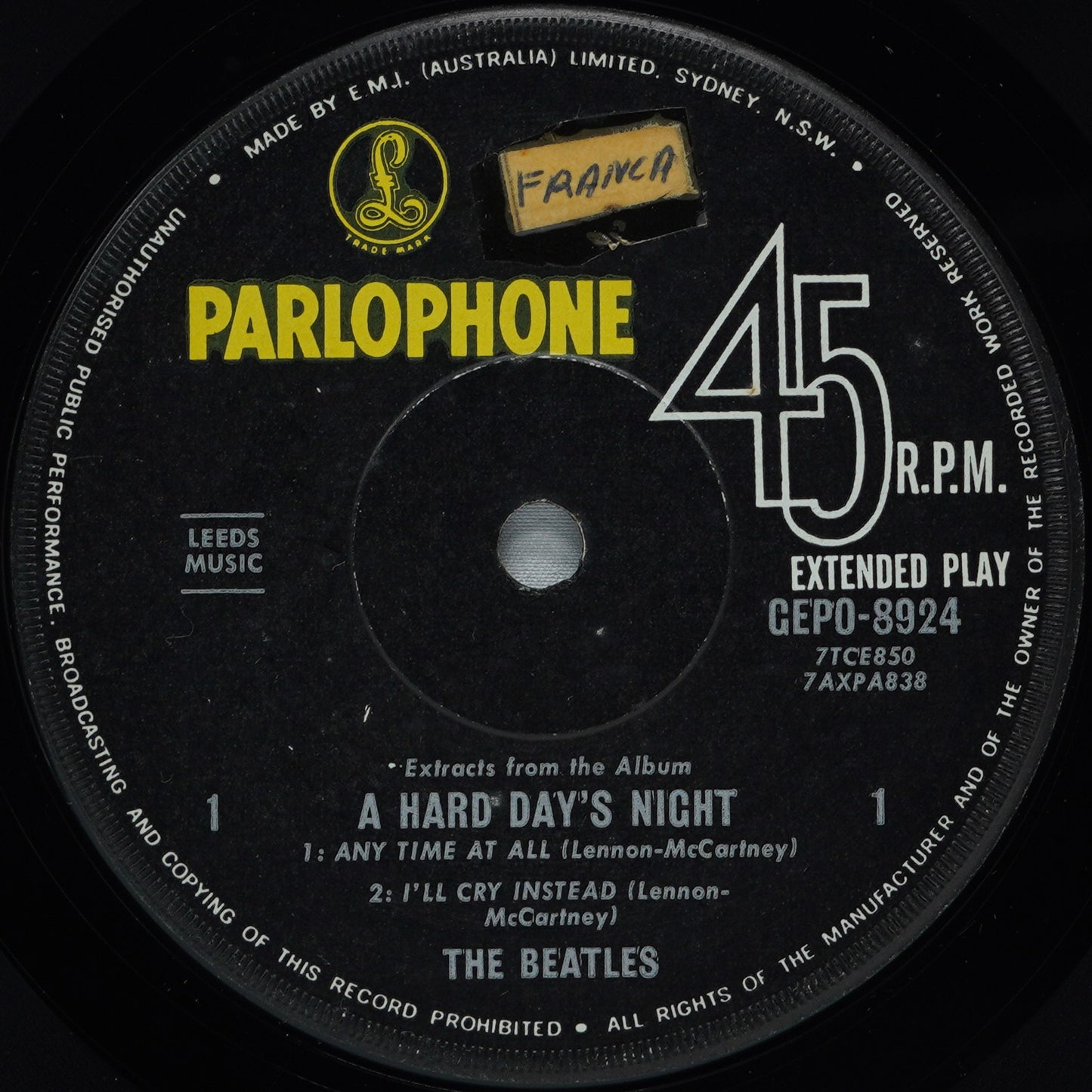 The Beatles – Extracts From The Album A Hard Day's Night