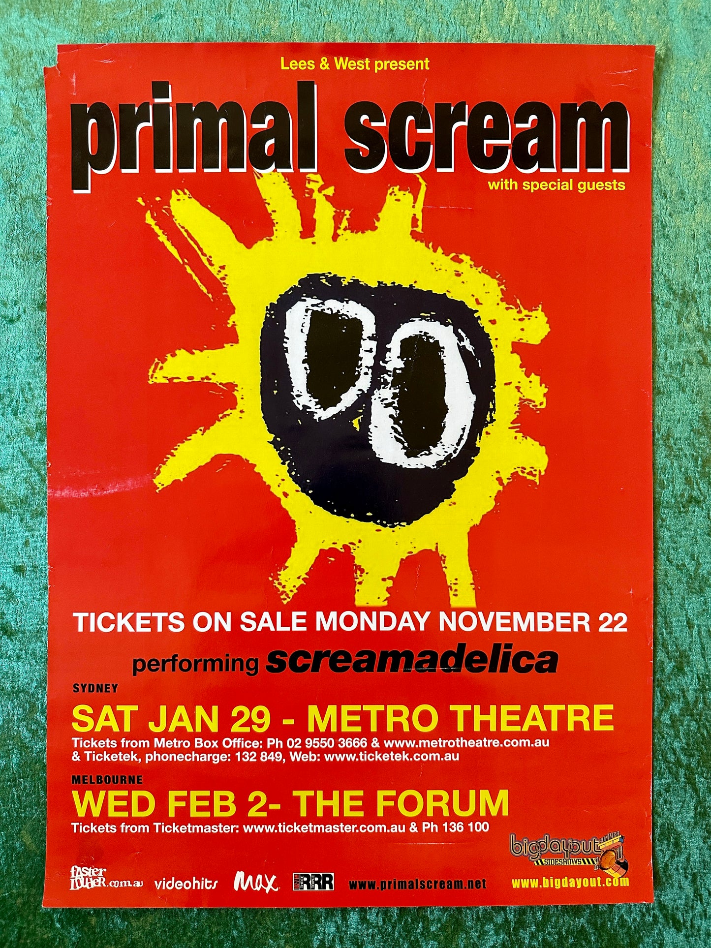 Primal Scream 2011 Australian Tour Poster