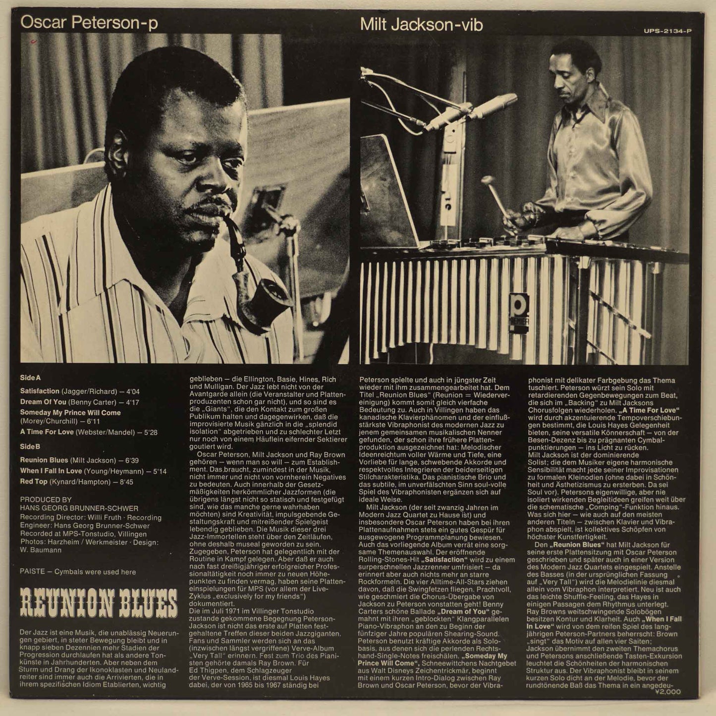 Oscar Peterson With Milt Jackson ‎– Reunion Blues
