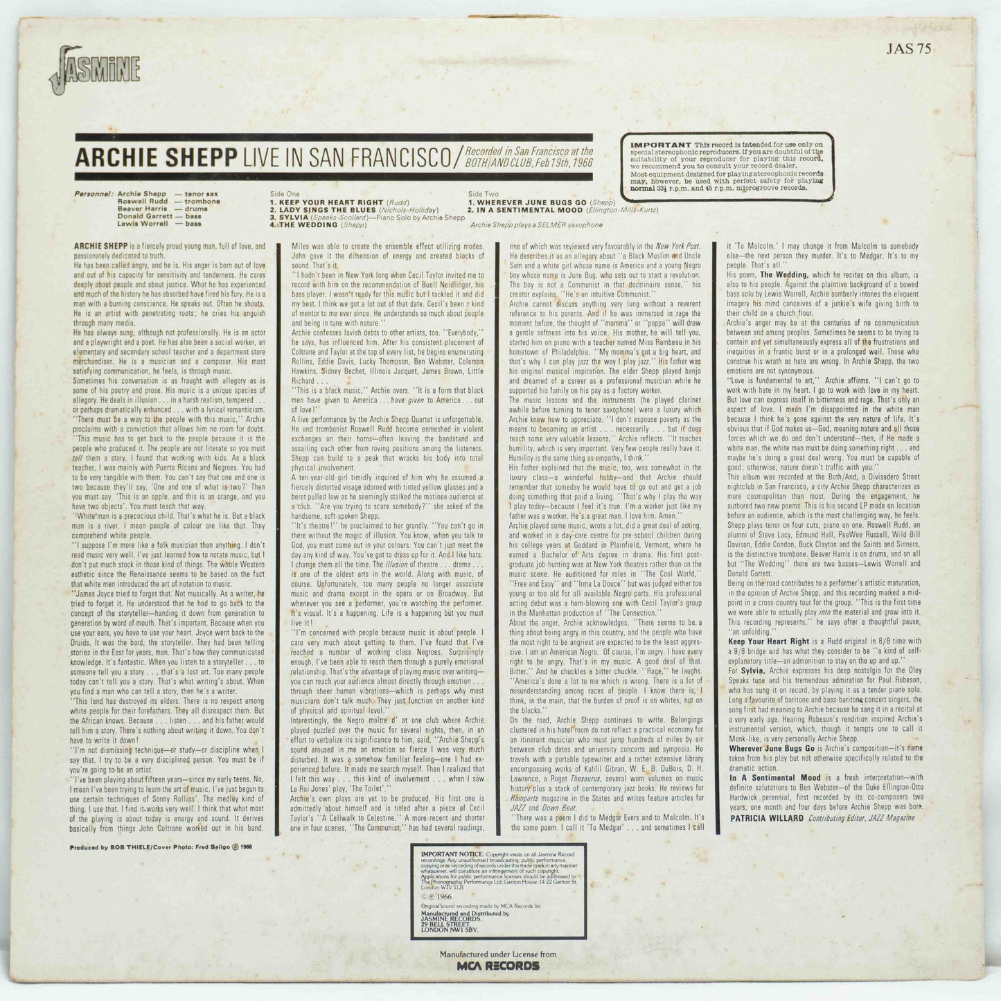 Archie Shepp – Live In San Francisco